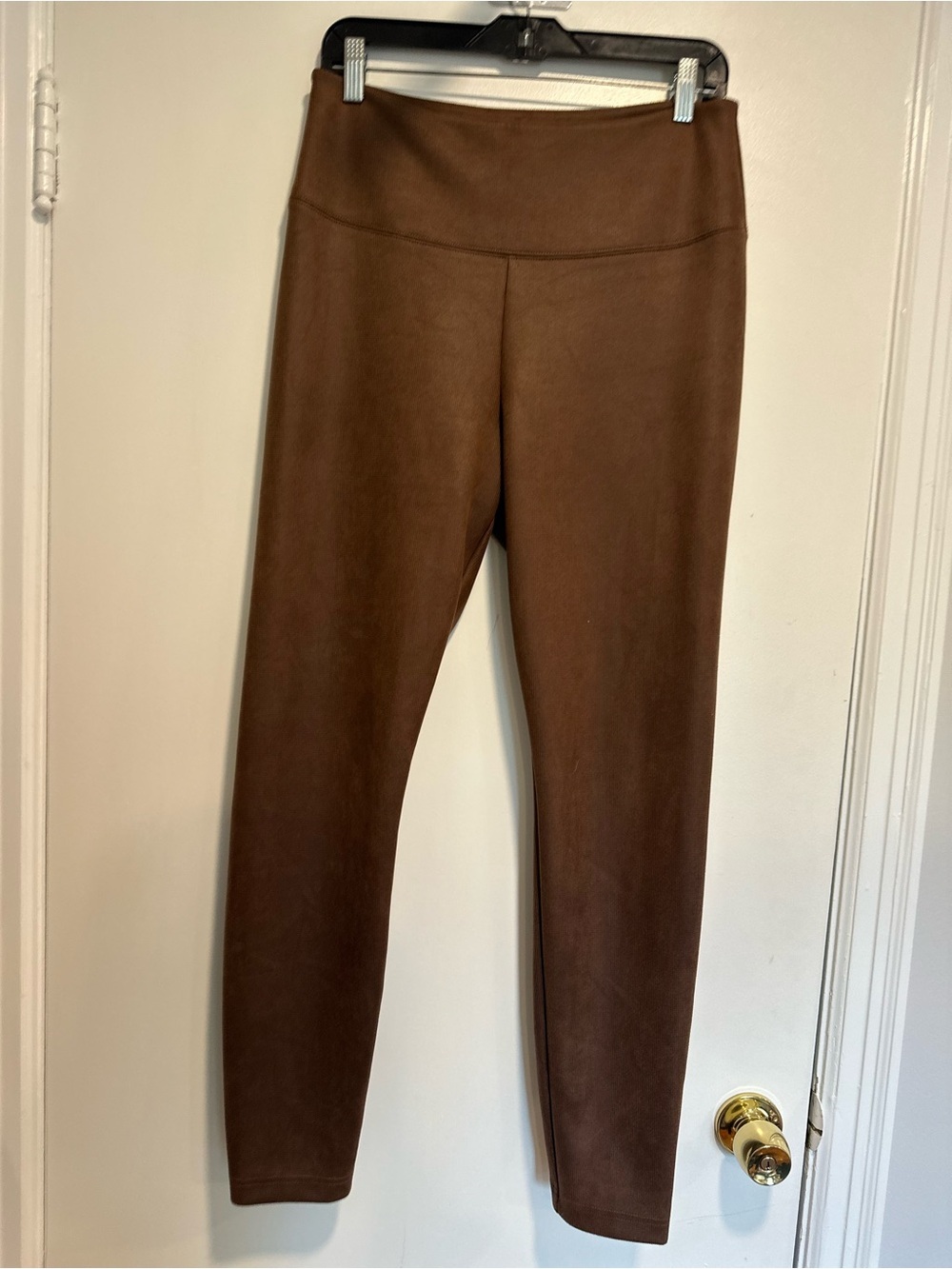 White House Black Market WHBM Sz:12 Brown Faux Suede Hight Waist Runway Leggings